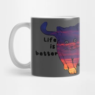 Life is better with a cat. Cute sticker Mug